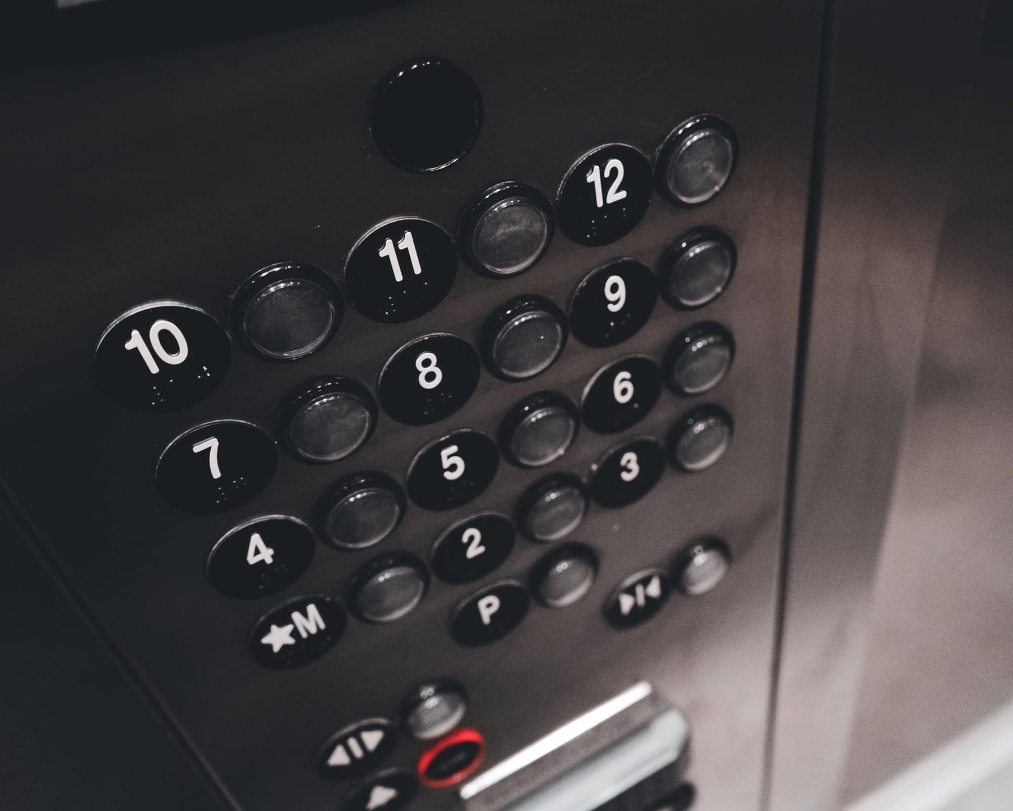 Close view of a lift car button panel